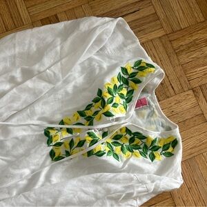 Kate Spade White Linen Dress - Lemon Embroidery Details